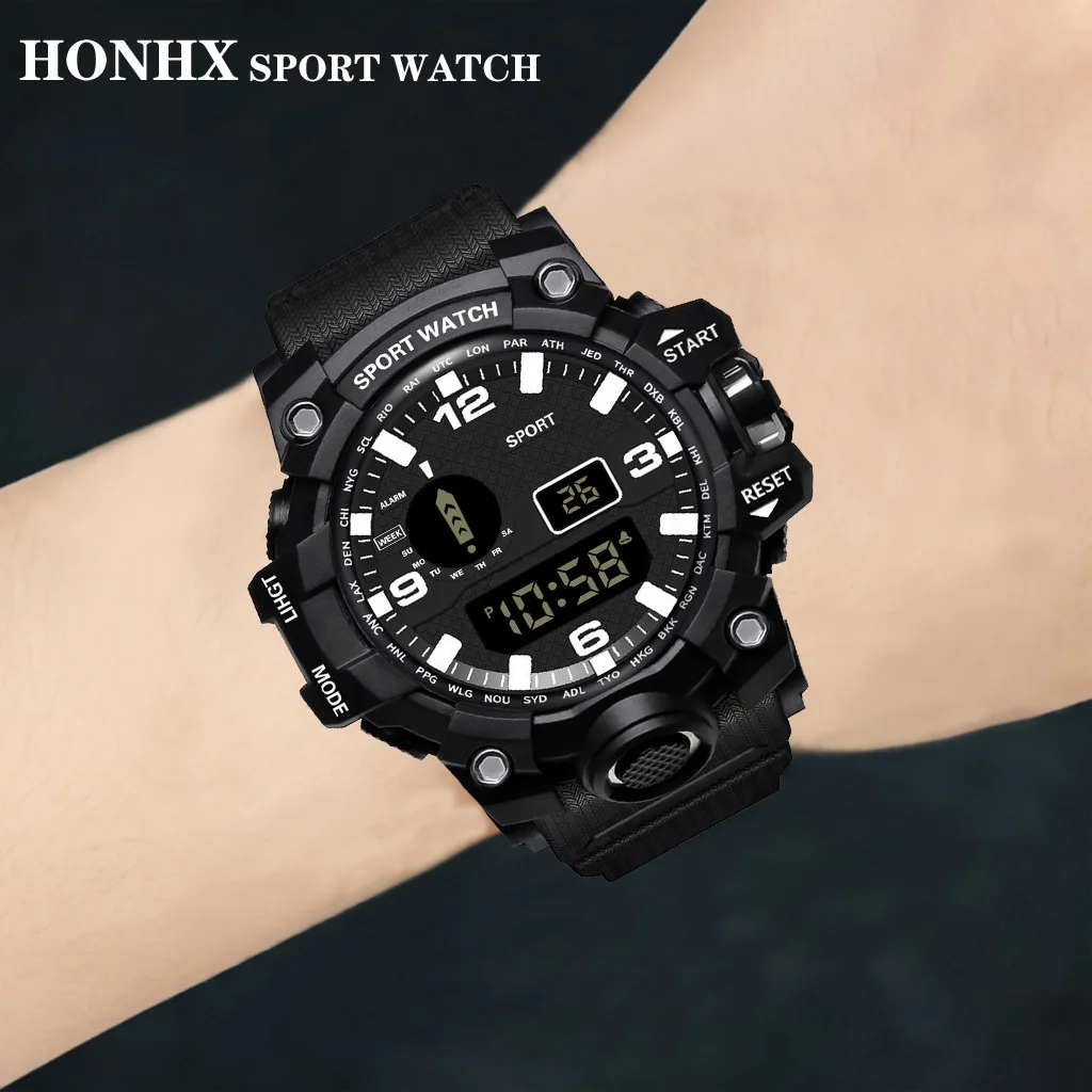 Top Marke Stil Sport Jungen Uhren Militär Quarzuhr Männer Led Digital Electron Armbanduhr Für Teen Uhr