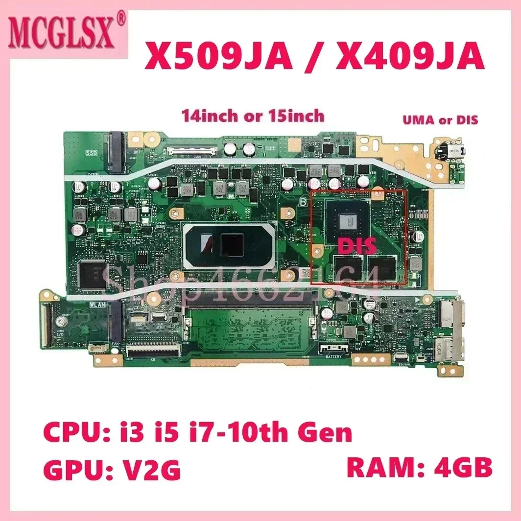 X409JA i3/i5/i7-10th Gen CPU 4GB-RAM Mainboard X409J X509J X509JP X409JP X509JB X409JB X409JA X509JA P1510CJA Laptop Motherboard