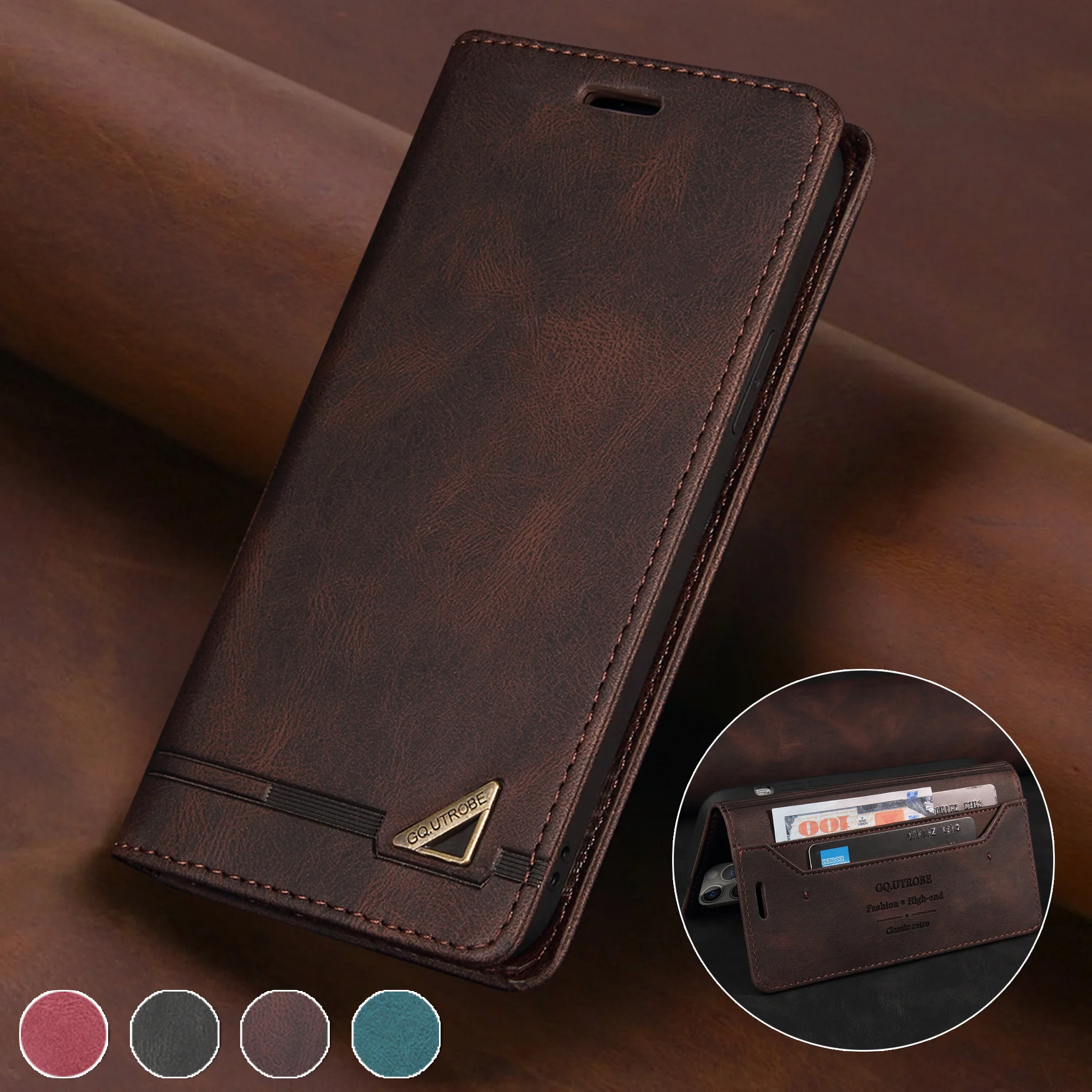 Leather Case For Samsung A14 A34 A24 A54 A13 A33 A53 A23 A04S A73 Anti-thef RFID Flip Cover Galaxy A52 A32 A22 A12 A72 A50 A30 S