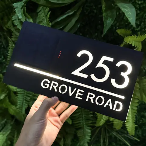 Customized Solar LED Acrylic House Number Sign for Front Door - Personalized Address Plate Dropshipping