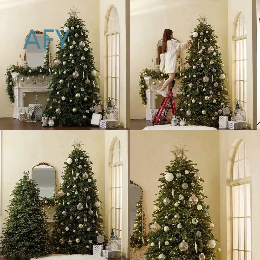 2.4M Artificial Christmas Tree with Realistic Branches for Home Office Hotel Villa Decor Holiday Party Supplies Festive