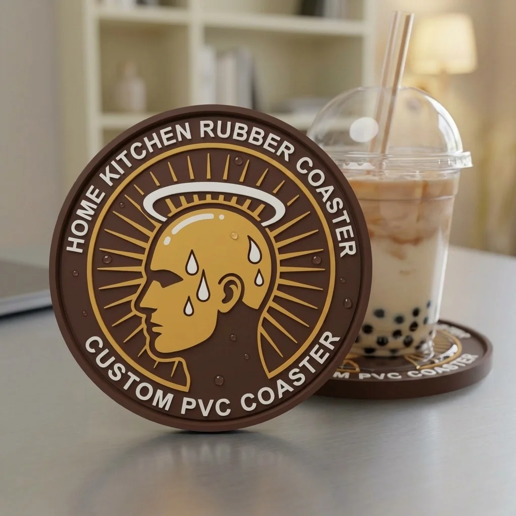 Custom Logo Rubber Drink Coaster Waterproof Anti‑Slip PVC Cup Pad for Coffee Tea Home Party Promotional Gift