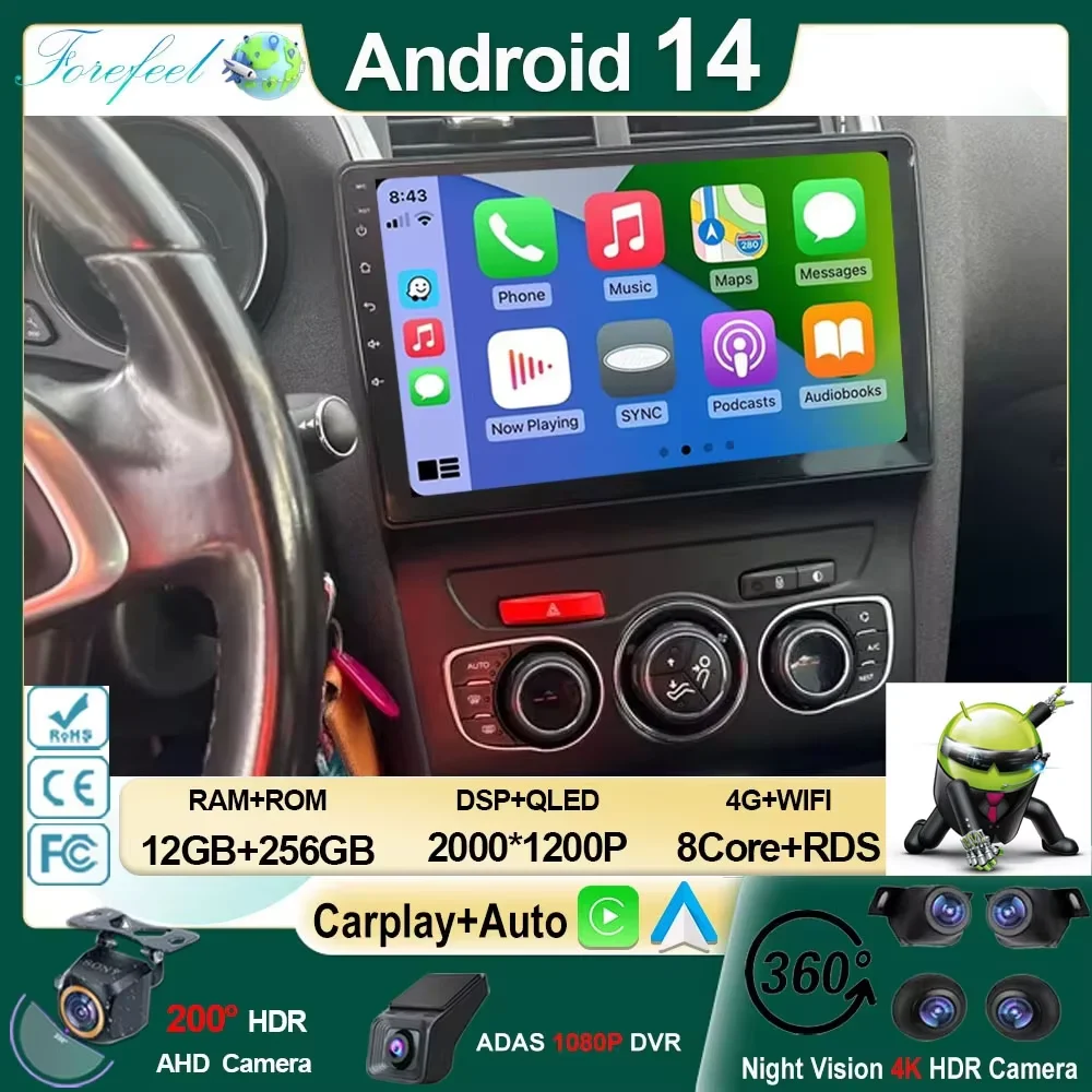 

Android 14 Auto Carplay For Citroen C4 C4L DS4 2013 - 2017 Autoradio lettore Video multimediale navigazione GPS 5G WIFI IPS