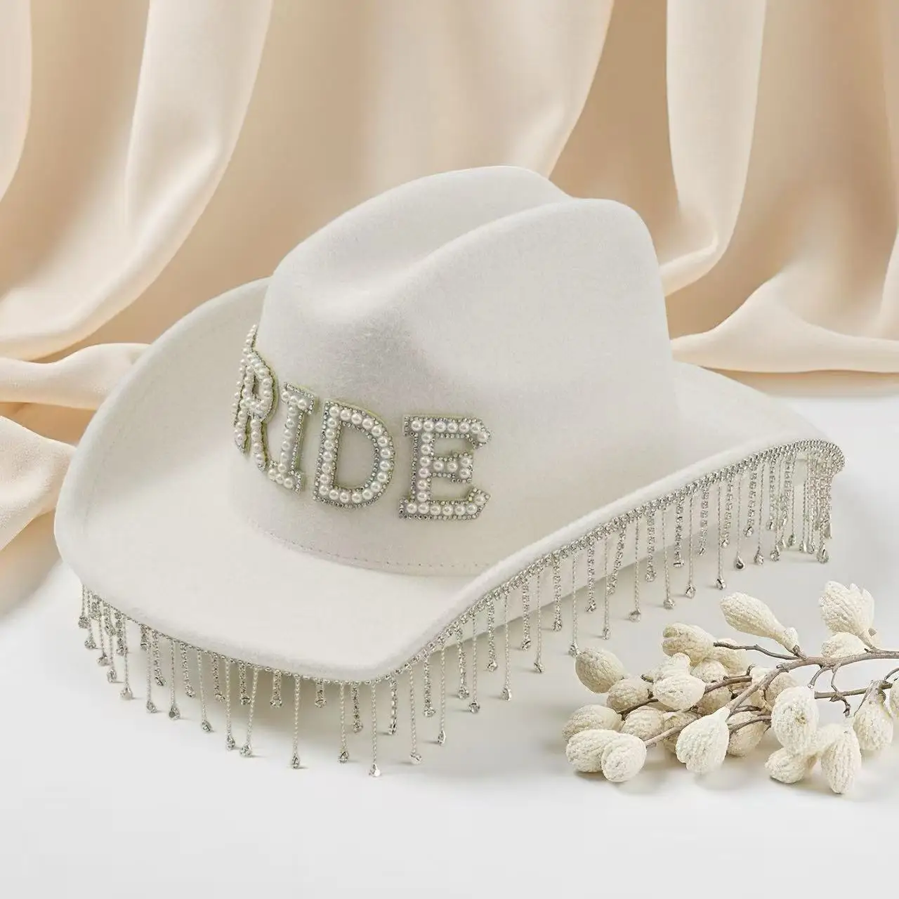 

HongLuan White Wedding Costume Hat Adult, Cowboy Hats Rhinestone for Woman, Cowboy Cosplay Female Accessories & Cowgirl Cap