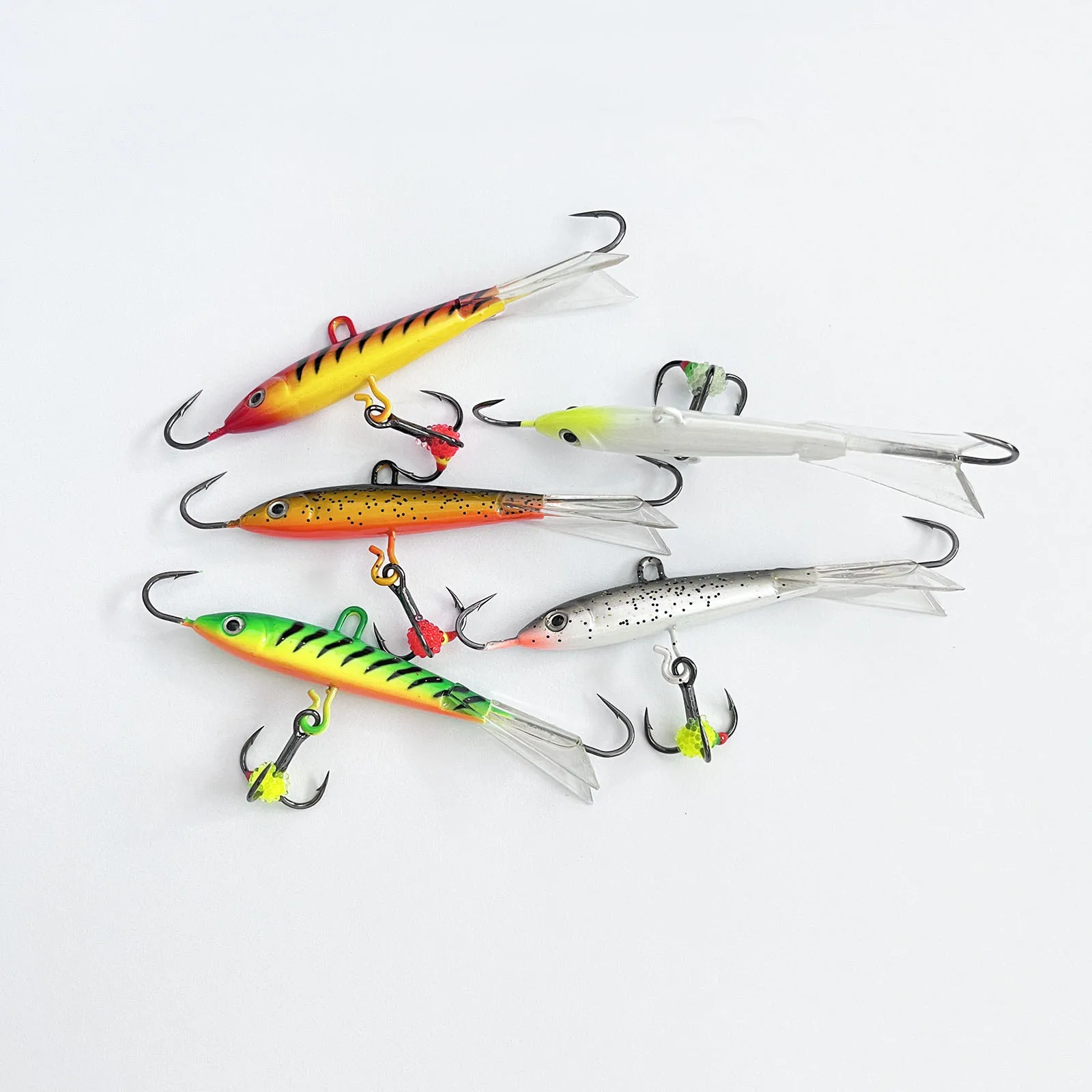 Ice Fishing Lures with Glide Tail Wings Winter Ice Jigging Fishing Jigs for Bass Perch Walleye Pike Bluegill Vertical Jigs