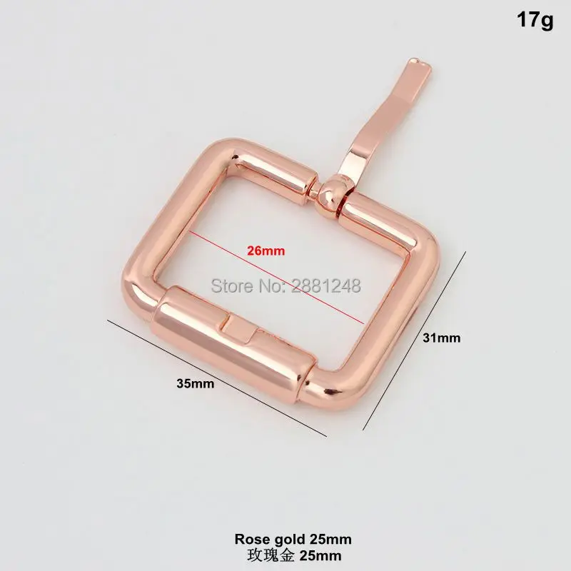 10-100pcs 16mm 20mm 26mm 32mm Rose gold metal leather bag strap silder pin buckle bags no turn buckle  Supplies Leather Hardware