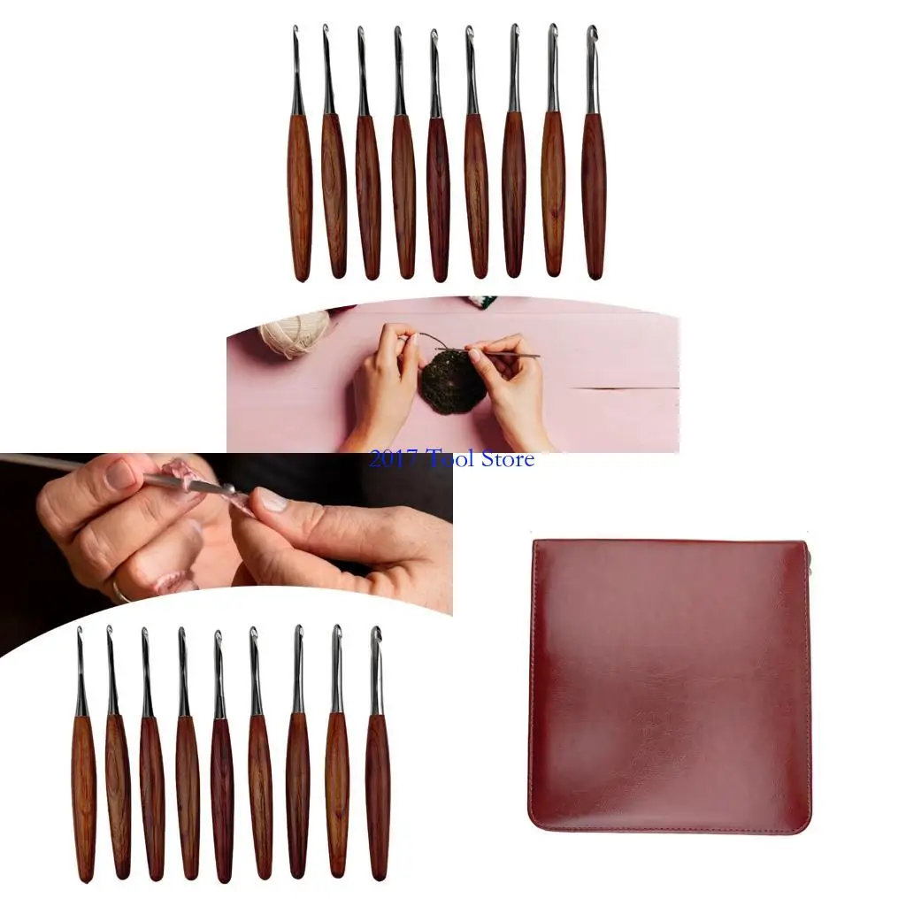 

K92A 9pcs Деревянная ручка для вязания крючком для вязания плетения шарф свитера 3,5 мм-8,0 мм