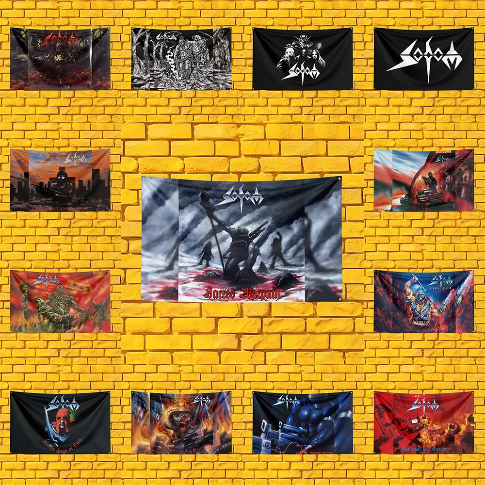 Sodom Style Rock Flag 3x5 FT 90x150cm Polyester Wall Hanging For Concert Decor Music Lover