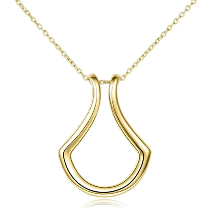 Ringhalter-Halskette, 18 Karat vergoldeter Titanstahl, Hochzeit, Verlobungsring, Halsketten für Frauen, Geburtstagsgeschenk für Frau