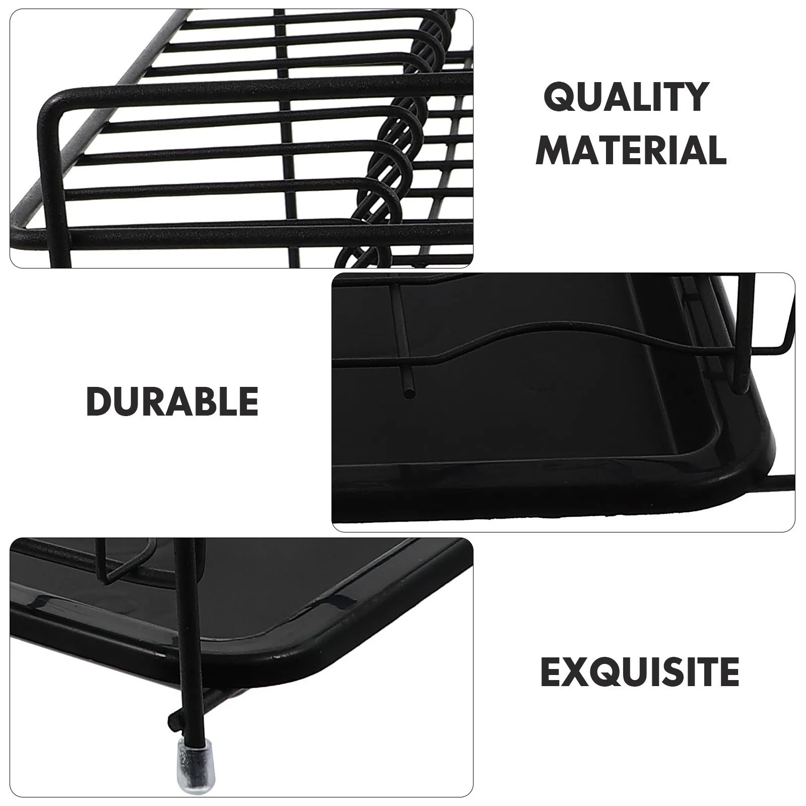 

1pc Double-Deck Dish Rack For Kitchen Black Plate Holder Vertical Drying Shelf Draining Bowl Rack Plate Storage Organizer Home