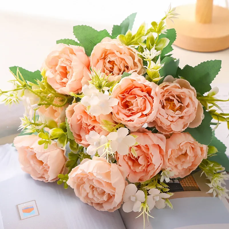 

5 Head Peony Artificial Flower Bouquet Nordic Ins Simulation Rose Wedding Hand Bouquet Wedding Home Decoration