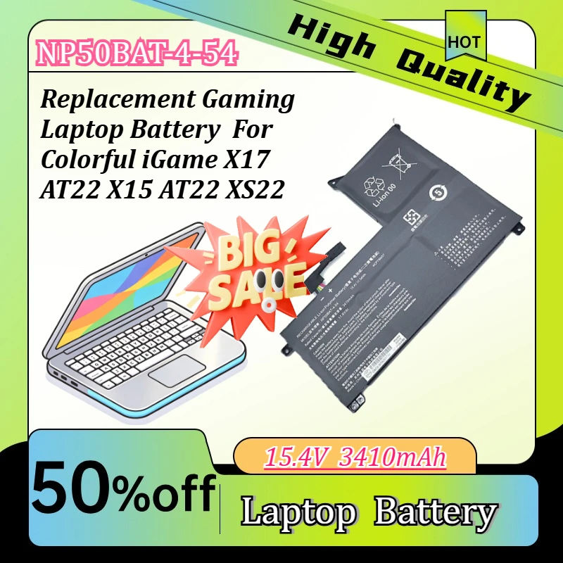Replacement Gaming Laptop Battery NP50BAT-4-54 3410mAh For Colorful iGame X17 AT22 X15 AT22 XS22