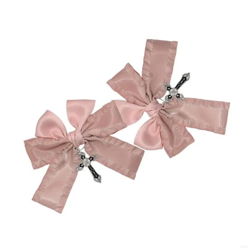 K3NF Ribbon Hair Bows กับ Pendant Mair Clip Hairpin Women Barrettes Ponytailholder สำหรับเครื่องมือจัดแต่งทรงผมสาว