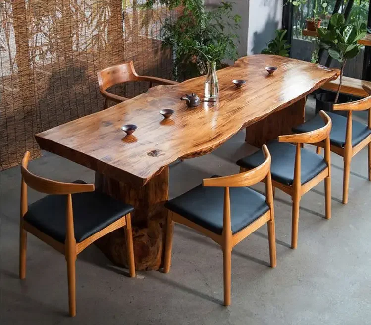 

SAT049 Solid Wood Hotel Restaurant Worktop Wooden Dining Table and Chair