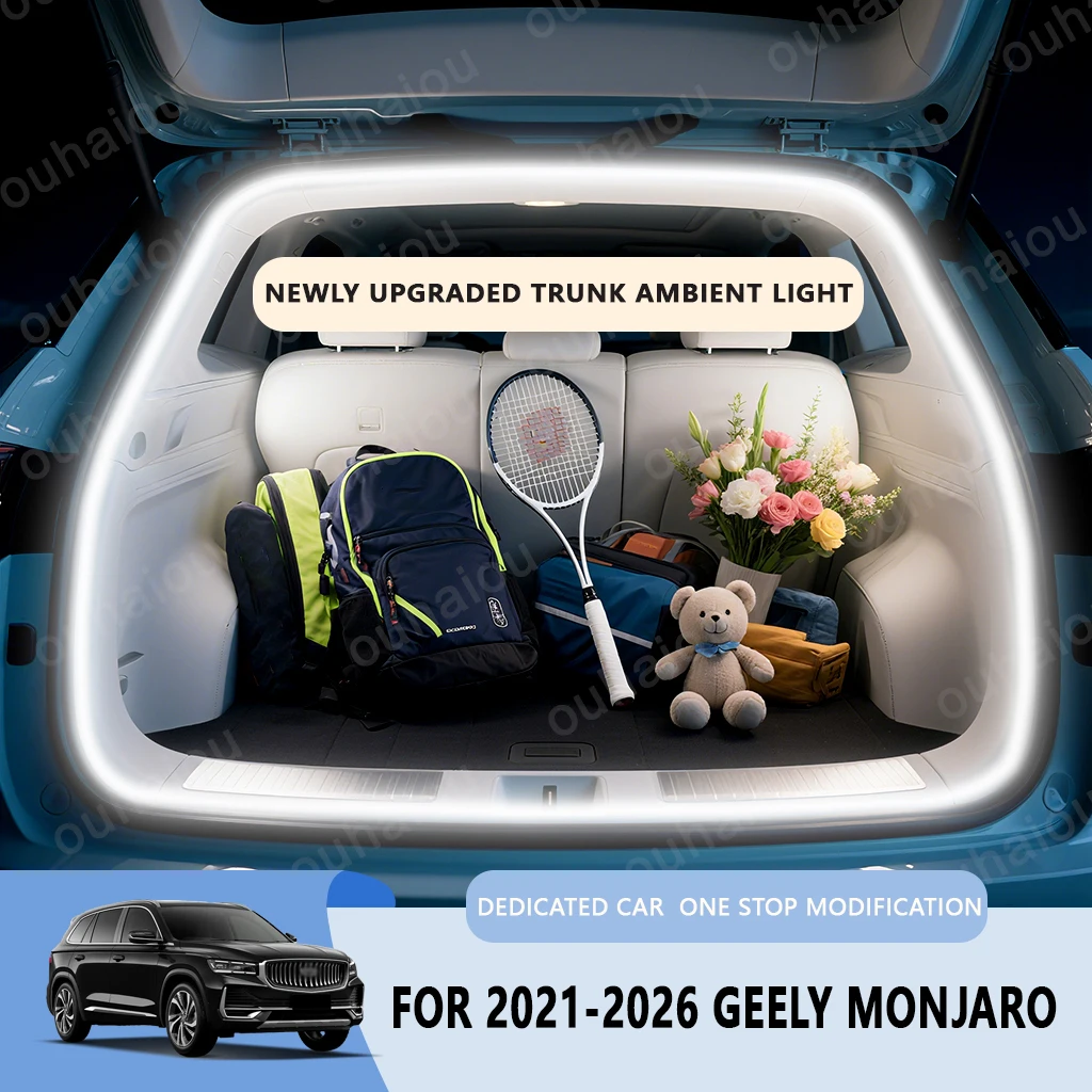 

For 2021-2025 Geely Monjaro trunk light modification light Atmosphere lights White warm white Rear Trunk LED Light Bar