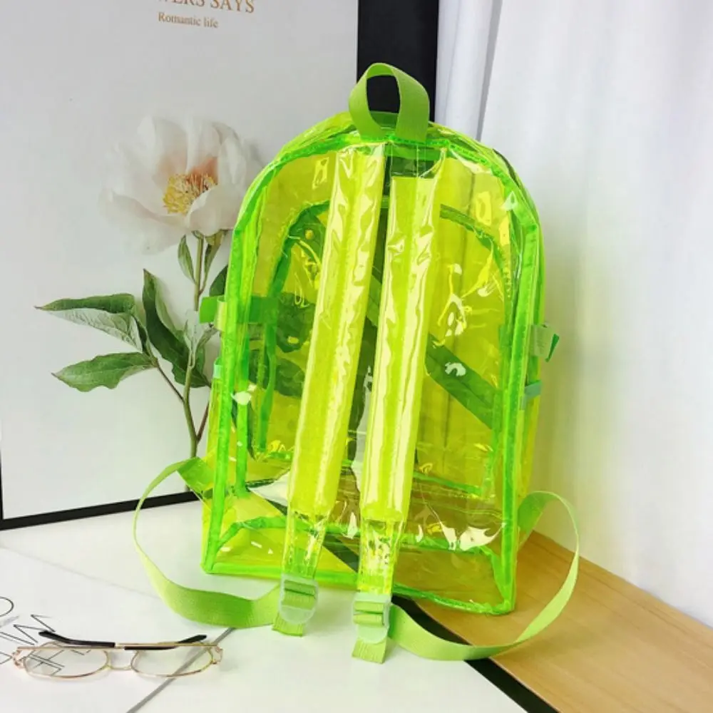 Candy Color Transparent Backpack PVC Large Capacity Students School Bag Travel Bag Large Handbag Clear Shoulder Bag