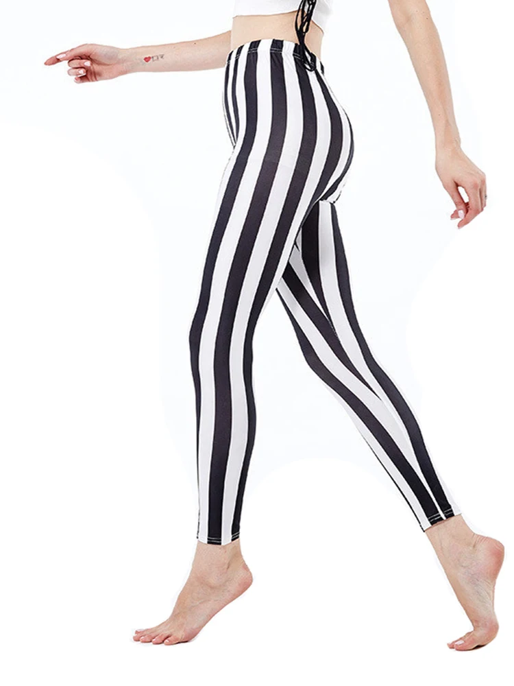 YRRETY Womens leggins 스포츠 푸시 업 블랙 화이트 스트립 피트니스 하이 웨이스트 의류 체육관 운동 바지 여성 Bottom Dropship