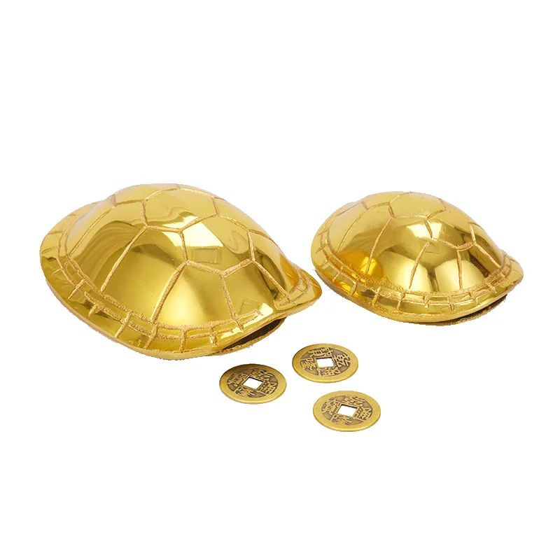 Feng Shui Chinese pure copper turtle shell Liu Yao divination tool coins lucky money Vintage Home Decoration Accessories