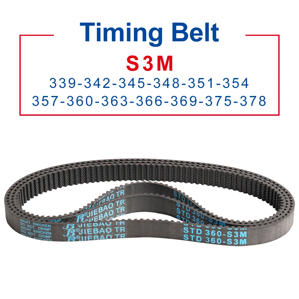 S3M Timing Belt 3 mm Teeth Pitch  Circular Arc Teeth Rubber Belt  Length 339/342/345/348/351/354/357/360/363/366/369/375/378 mm