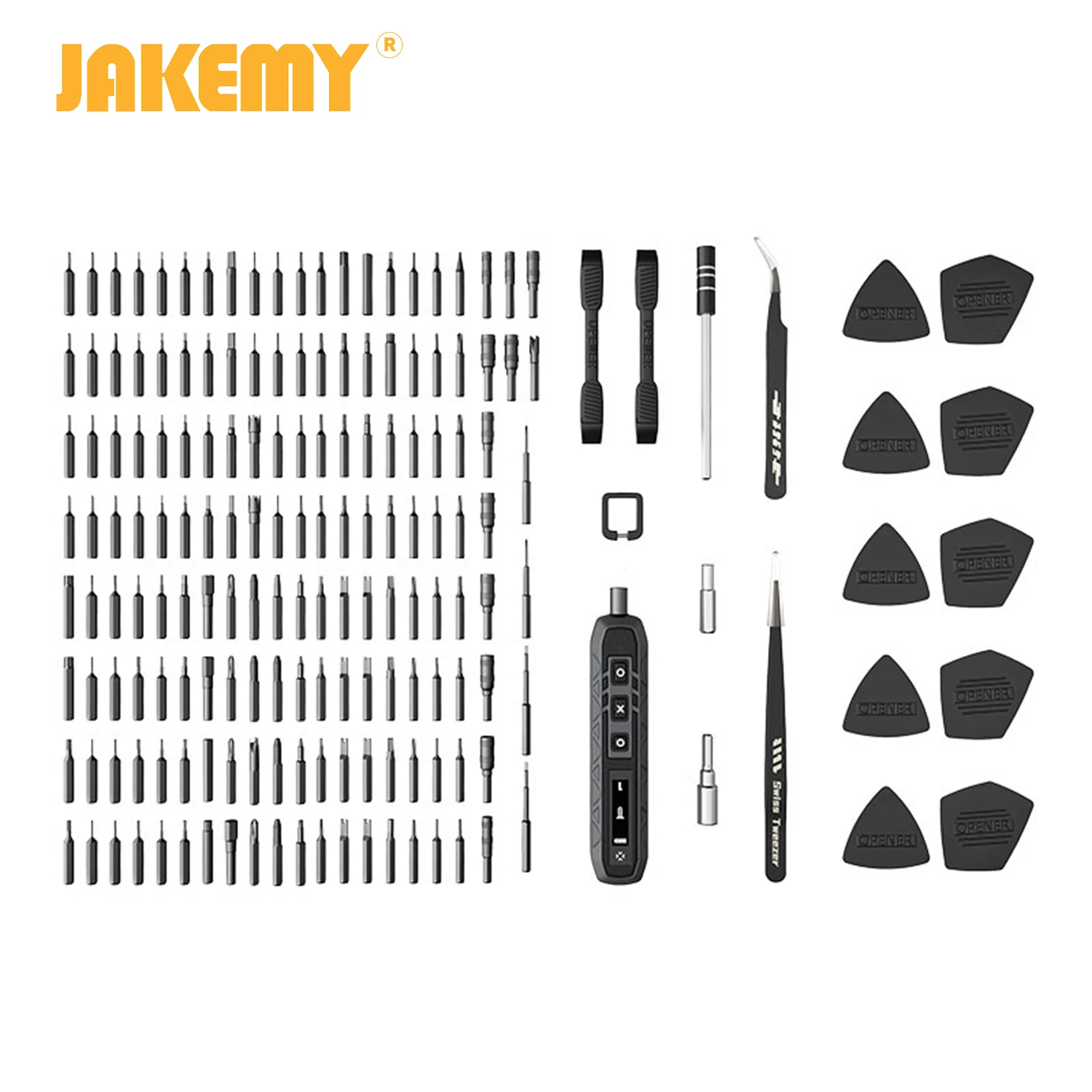 Jakemy 180in1 conjunto de chave de fenda elétrica sem fio de precisão, kit de reparo multifuncional de bits magnéticos para laptop/telefone/óculos