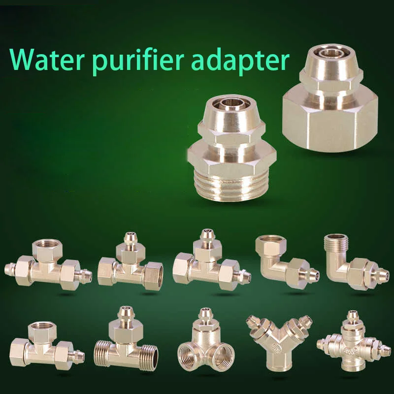 

Water Pipe Joint Copper Fittings 1/2IN To 3/8IN PE Pipe Elbow Three Way Water Divider Home Straight Drinking Pure Water Machine