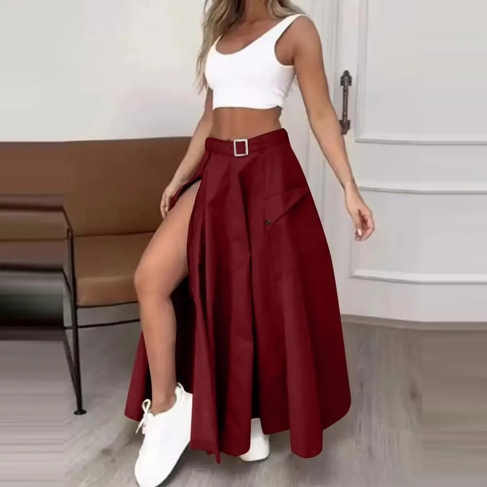 Women 2 Piece Set Women\'s Tank Top Maxi Skirt Set with Side Slit Pockets Stylish High Waist Suit for A Fashionable Look Women