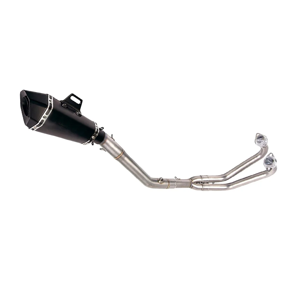 Auspuffsysteme für Yamaha MT-03 YZF R3 2015-2022 Komplettes System Auspuffendrohre Schwarzes Vorderes Verbindungsrohr Auspuffrohre – Detail 14