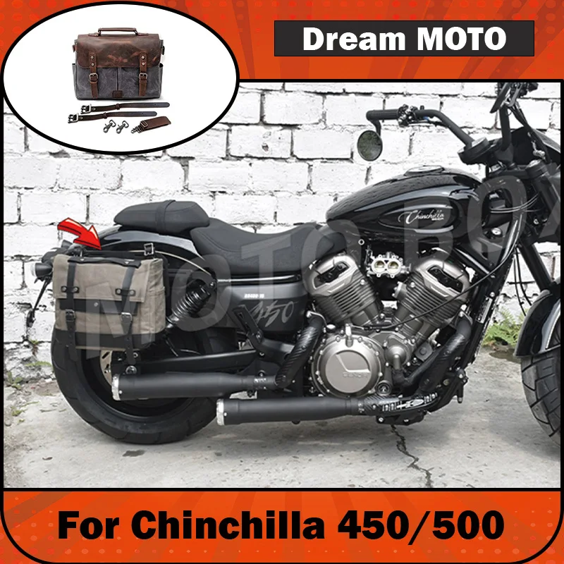【Premium】For Chinchilla 450/500 Modified Vintage Canvas-Trimmed Side Pouches, Multi-Purpose Tactical Mounting Bracket Accessorie