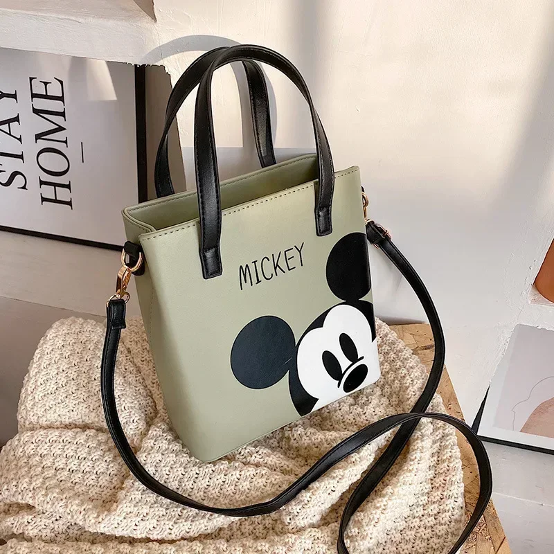 Disney-Bolso de mano de Mickey para mujer, bandolera de hombro multifuncional personalizada, con estampado de dibujos animados de lujo, informal, de