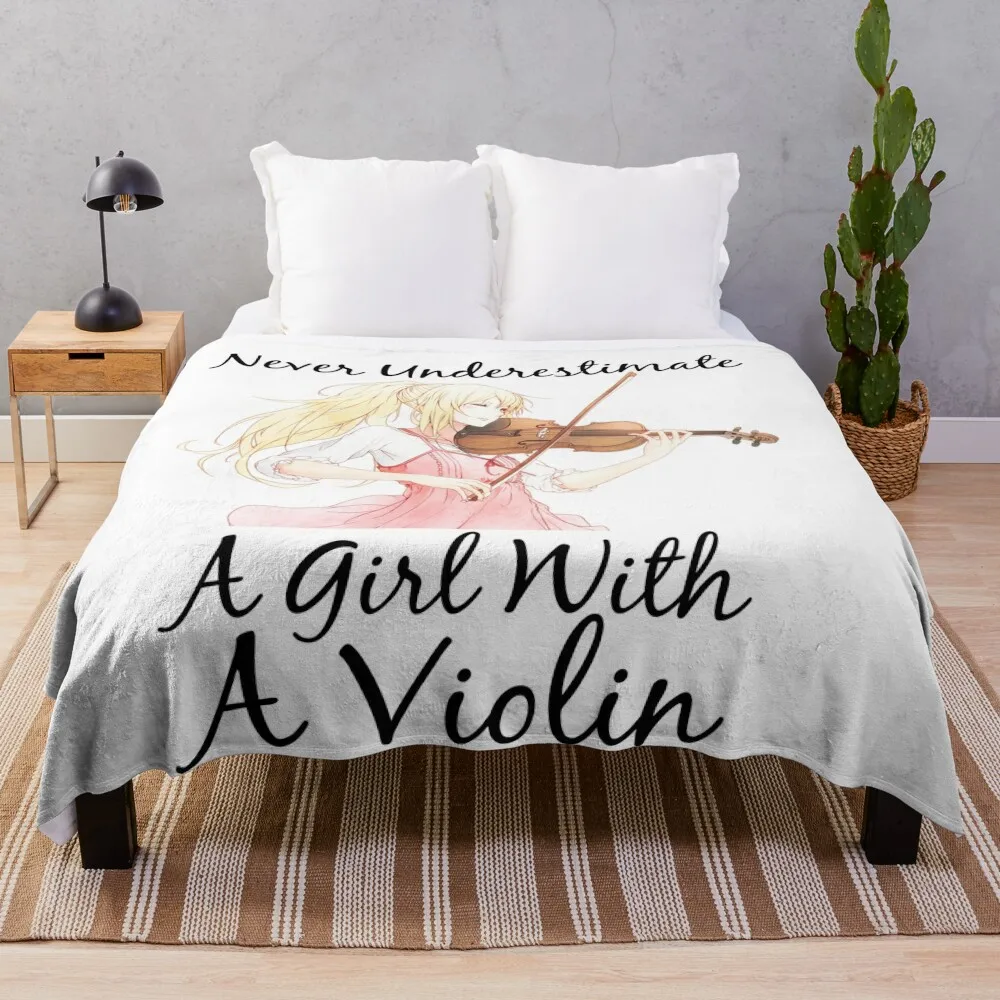 never underestimate a girl with a violin gift for girls who play violin music lovers Throw Blanket Blanket Sofa