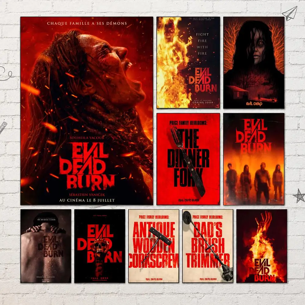 Movie E-Evil Dead Burn Poster PP Self-Adhesive Waterproof Wall Decor for Bedroom,Living Room,Dorm,Bar Aesthetic Decor Gift