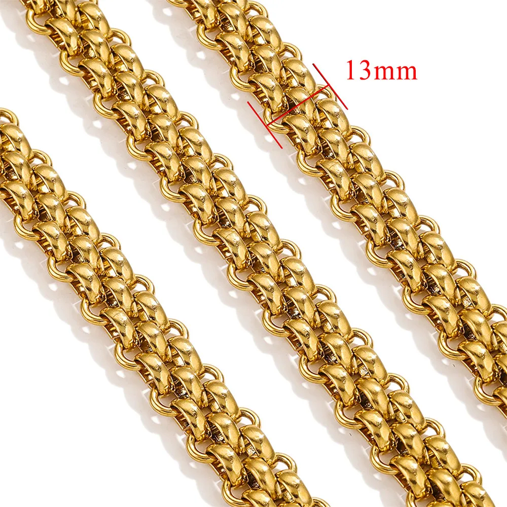 1Meter Wide 13mm Chain Stainless Steel Gold Plated Glossy Large Thick DIY Bracelet Necklace Jewelry Making Accessories Wholesale