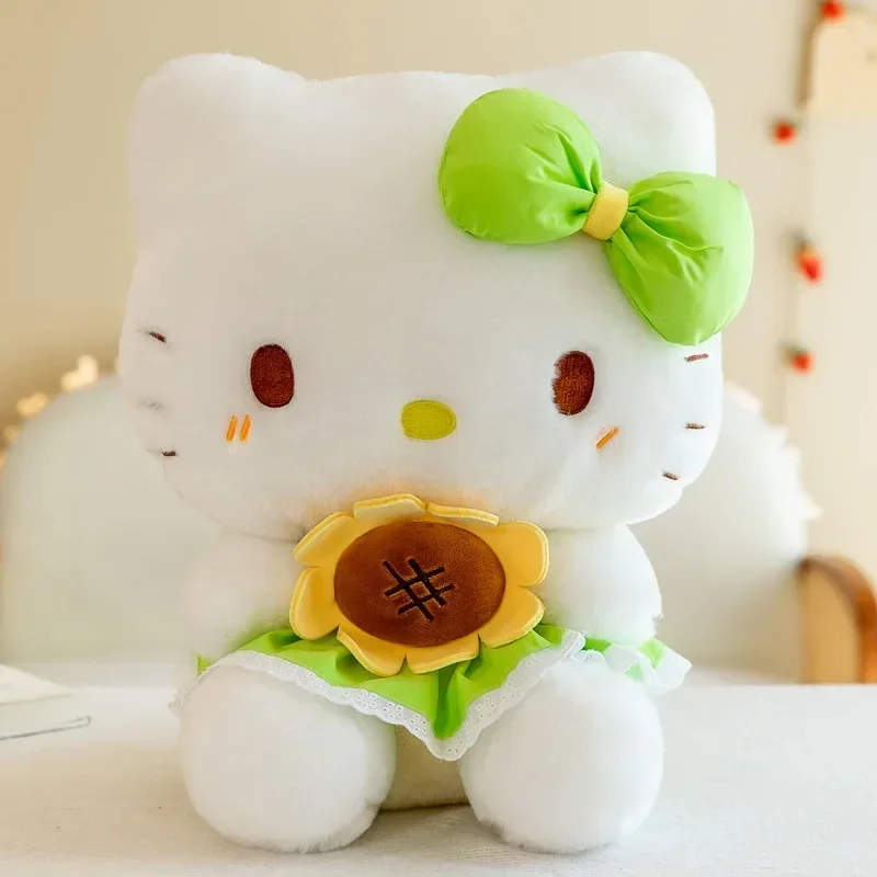 

Hello Kitty Sanrio мультяшные плюшевые игрушки, подушка Kawaii Sunflower KT Cat, плюшевая кукла, мягкая украшение для комнаты, подарок на день рождения для девочек