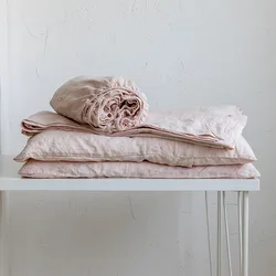 Soft Pure Linen Bed Sheets for Queen, King Size Bed, Fitted Sheet with Elastic, Breathable Hotel Sheets and Pillowcase Set