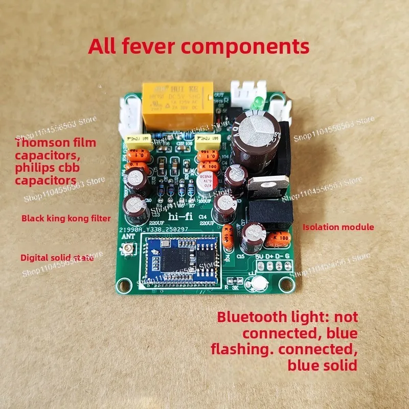 Bluetooth 6.2 Lossless LDAC APTX HD Decoder Board PCM5102A with Isolation Module