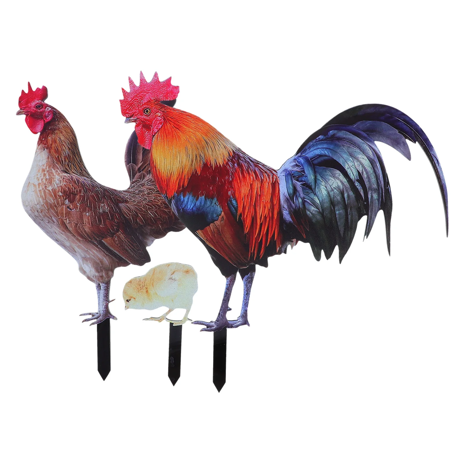 

1Set Yard Ornament Chicken Stake for Garden Decoration Outdoor Lawn Scene Layout Garden Animal Insert Sturdy Acrylic