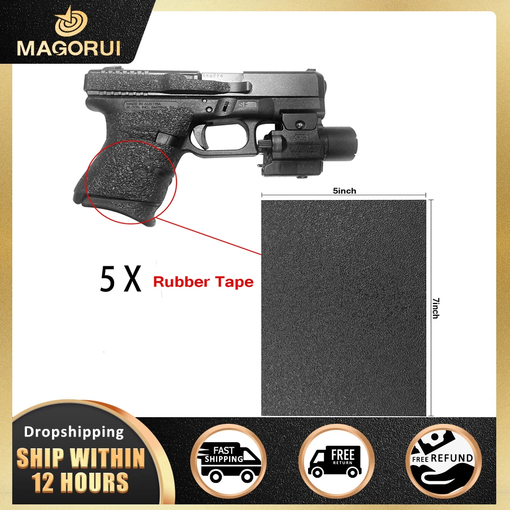 Magorui 5x Magorui Grips Material Sheet Black Textured Rubber Grip Tape for Guns, Cell Phones, Cameras, Knives, Tools