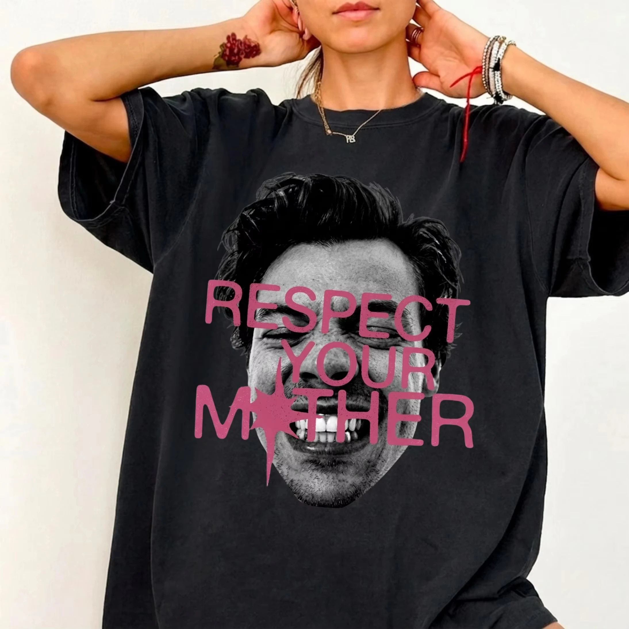 T-shirt unisexe 2026 Harry Styles Respect Your Mother – Vêtement d'été en coton, style vintage, manches courtes, streetwear