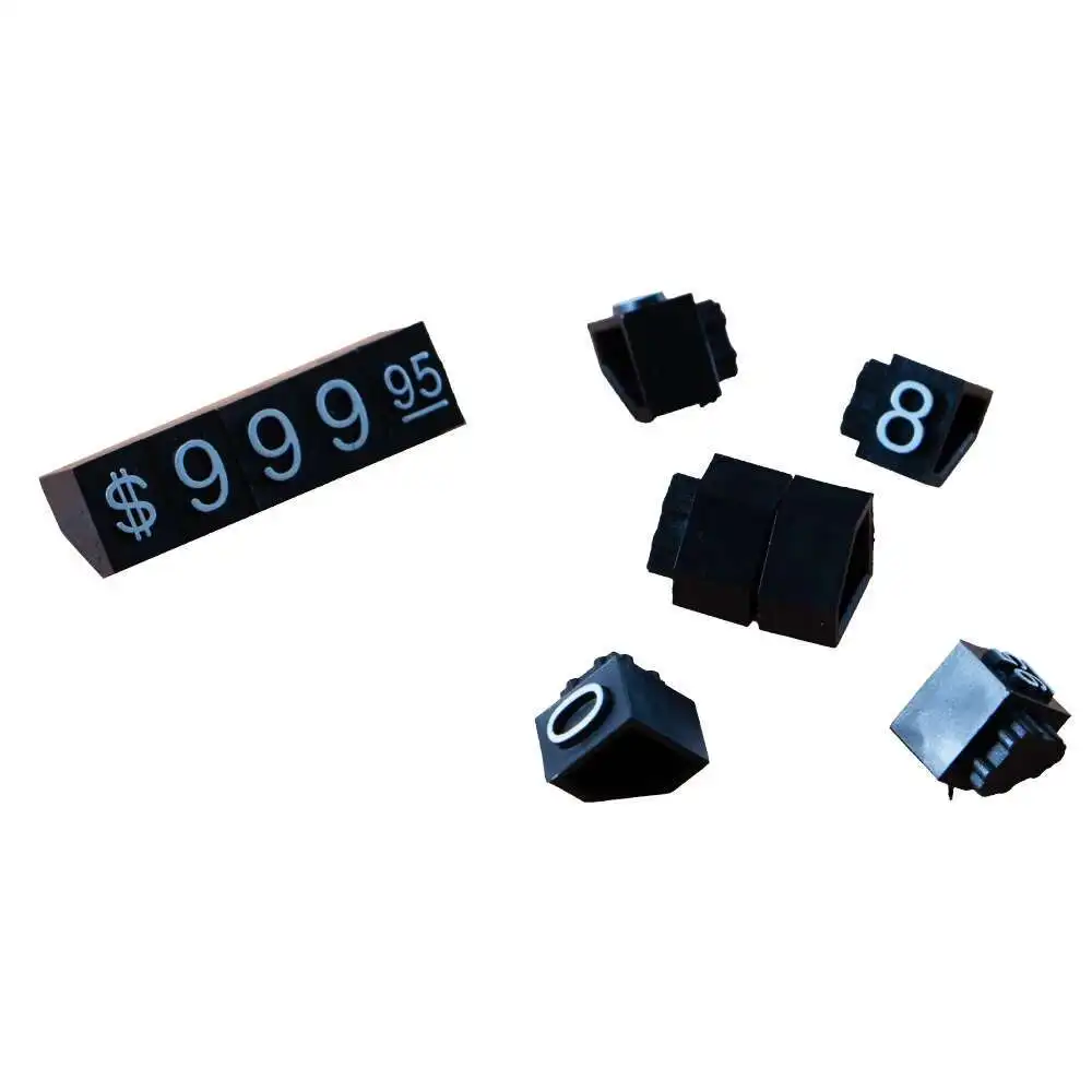 

Combined Price Tag Dollar Euro Number Digit Cubes Stick Clothes Phone Laptop Jewelry Showcase Countertop Display Currency Sign