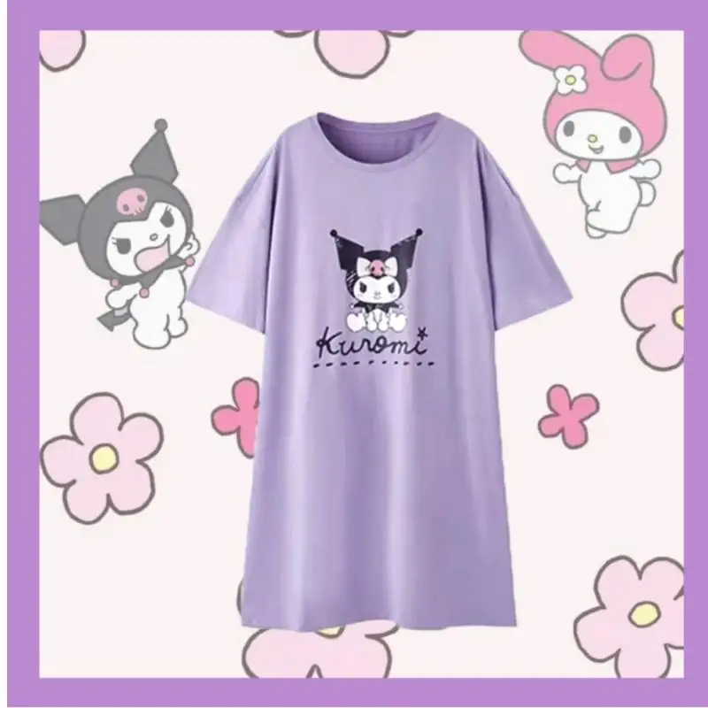 

Sanrio Summer Nightgown Hello Kittys Cute Short Sleeve Cartoon Round Neck Fashion Sweet Breathable Trendy Gift for Girlfriend