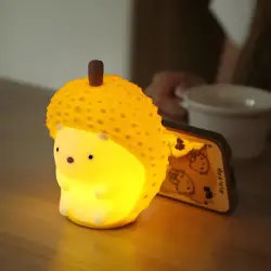 Night Lights Cute Durian Hedgehog Silicone Nightlight 7 Colors Dimmable Night Lamp USB Charging for Bedroom Bedside Room