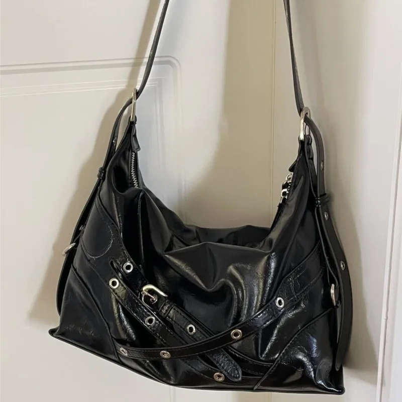 

Hot Girls Black Underarm Shoulder Bags Motor Style Women Fashion Casual Crossbody Bag Female Versatile Messenger Bag 2025 New