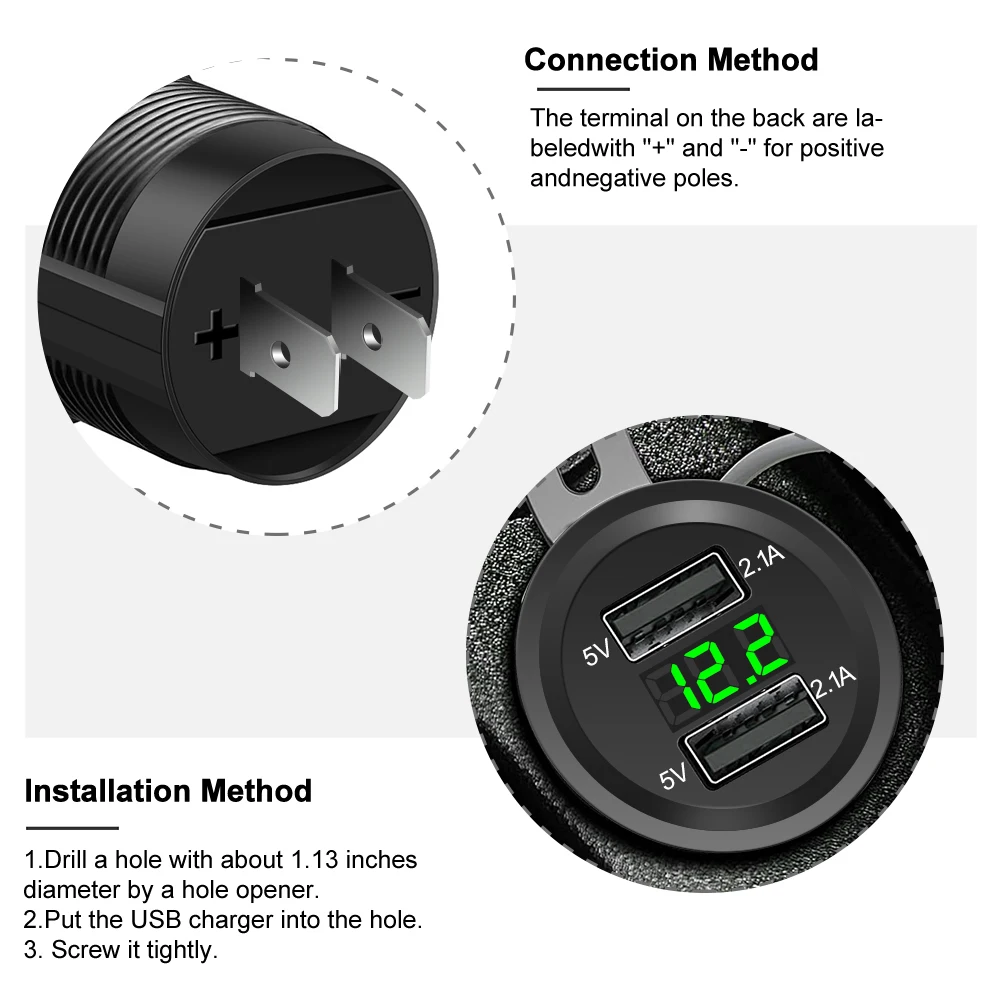 3.1A 12-24v Auto zapalniczka samochodowa dwa porty USB gniazdo ładowarki samochodowej + LED miernik woltomierz cyfrowy Monitor