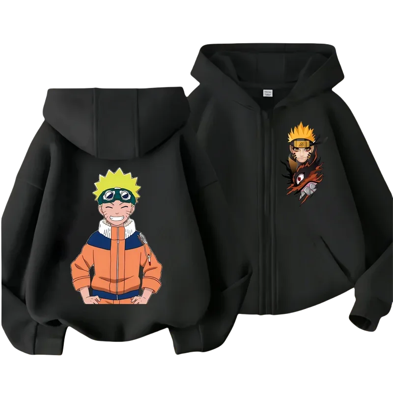 NARUTO Spring And Autumn Childrens Hoodie Shirt Cartoon Print Children Sportswear Sweater Jacket Baby Set Children's Blouse baby