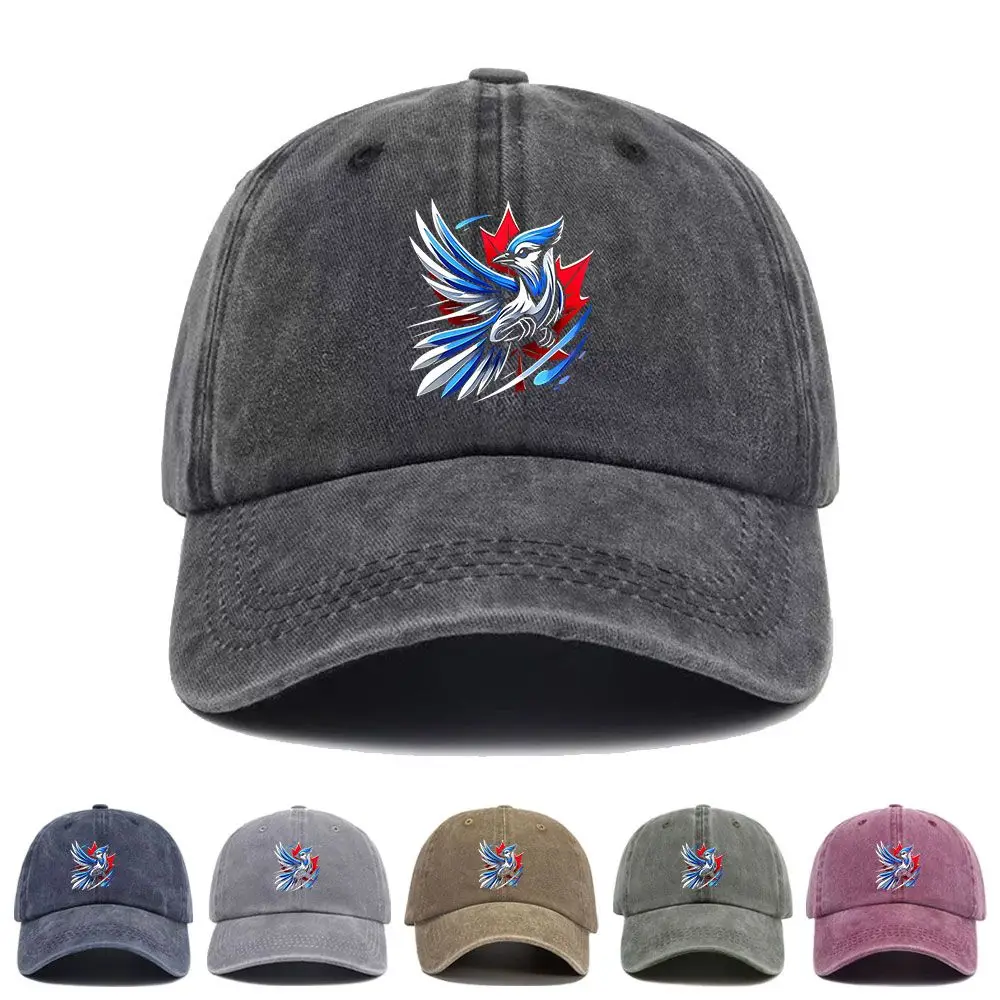 Vintage Washed Baseball Cap Phoenix Maple Leaf Design Print Graphic Unisex Streetwear Casual Trucker Style Summer Cotton Sun Hat