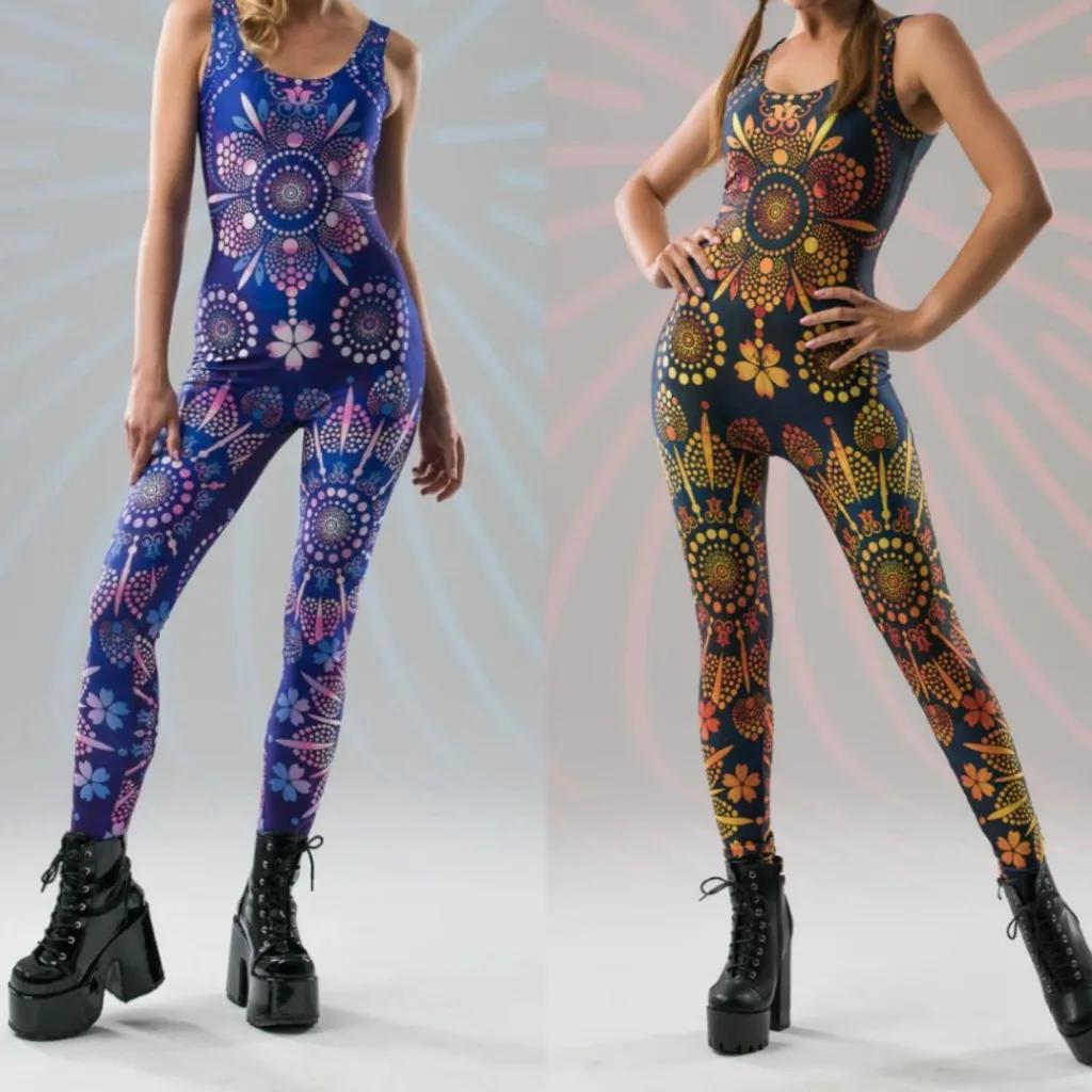

Women Sleeveless Flowers 3D Digital Printing Carnival Jumpsuit Halloween Party Role Play Outfit Adults Cosplay Costume