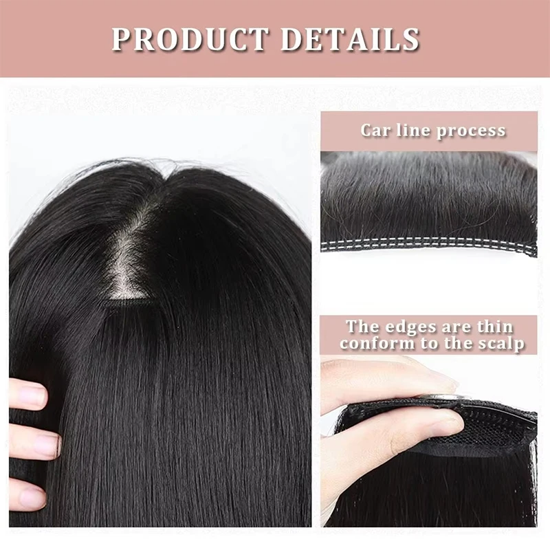 2 Stück synthetische Clip-in-Haarteil-Haarnadel, einteilig, nahtlos, künstliches Haarpolster, natürliche Haarverlängerungen, gefälscht für Frauen – Detail 4