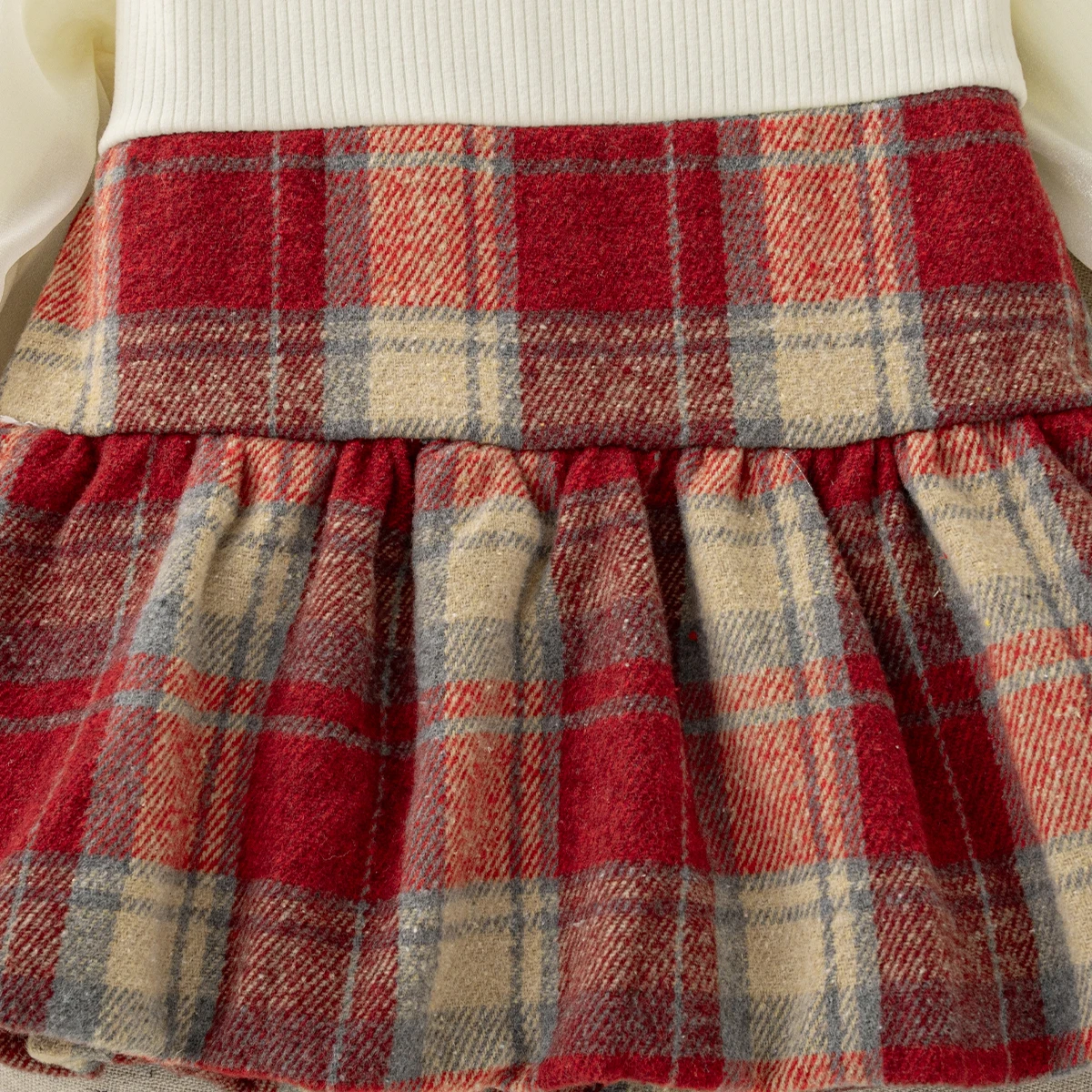 Mädchenkleider für Frühling und Herbst, Baumwolle, kariert, mit Schleife, langärmelig, Baby-Mädchenkleid, süßes und niedliches Prinzessinnenkleid, Mädchenbekleidung – Detail 9