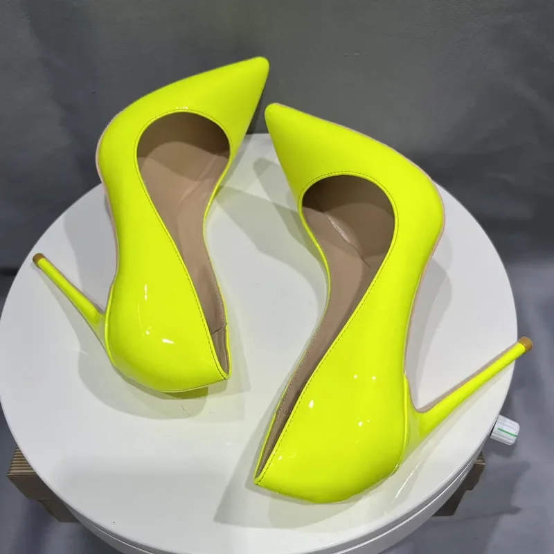 Heelgoo Green Patent Woman Sexy Pointy Toe Super High Heel Shoes Slip On Elegant Chic Stiletto Pumps for Party Customize 33-46