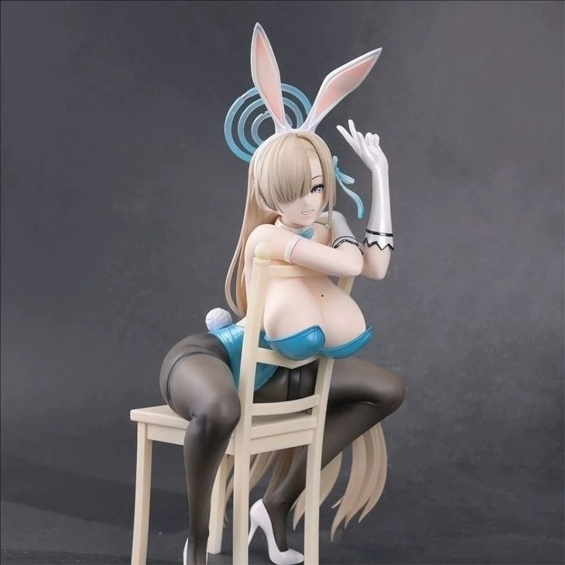 21cm Blue Archive Ichinose Asuna Bunny Girl Sit In Chair Game Girl Figures Models Statue Models Boys Collectible Ornament Doll